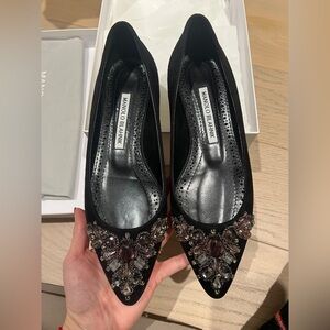 Manolo Blahnik Black Embellished Women's Flats size 35